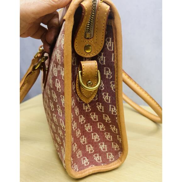 Dooney & Bourke Wayfarer Pink Tan Canvas Monogram Crossbody Bag Satchel - Picture 6 of 16